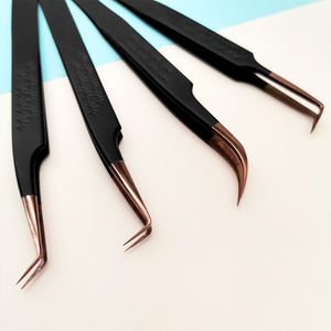 Pinzas de volumen de extensión de pestañas de bota larga de etiqueta privada al por mayor LashPlus de acero inoxidable con punta de fibra puntiaguda - Product Image 6