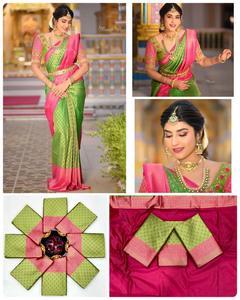 Exquis doux Lichi soie Saree Zari travail Style Bollywood pour les fêtes Festivals mariages célébrations spéciales Fashionharbour - Product Image 3