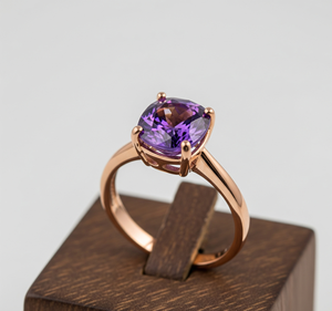 Anillo de moda de plata 925 para uso diario de alta calidad, cuarzo amatista, chapado en oro rosa, banda de moda para bodas, regalo elegante - Product Image 5