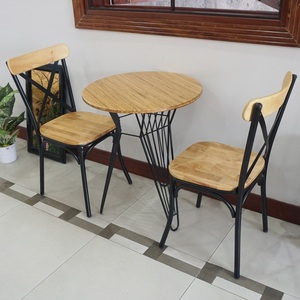 BFCBCF002-Rustic Square Design Wood Panel Booth Seat CAFEBAMBOO's Iron Lap and Back Iron for Cafe Shop Bistro School - Product Image 3