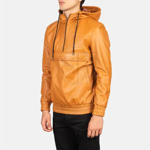 Sweat à capuche en cuir pour homme de style classique avec finition haut de gamme, confort, look élégant, doublure intérieure douce, écologique et personnalisable - Product Image 3