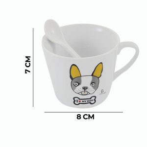 Set di Tazze in Ceramica Moderne con Disegni di Cani, Capacità 360ml, Cartoni Animati alla Moda e Cucchiaio, Regalo per la Festa del Papà o Halloween - Product Image 6
