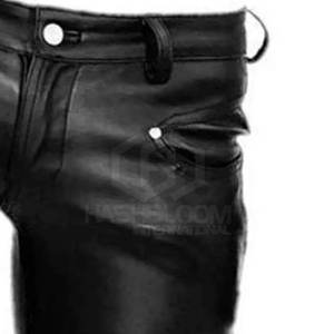 Pantalon en cuir véritable décontracté pour hommes le plus vendu nouveauté taille haute Style droit disponible pour la vente en gros - Product Image 5