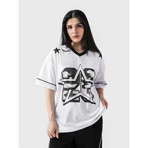 Maillot de basket-ball Star en polyester à manches courtes avec logo brodé et impression par sublimation, ensemble de maillots de football en taille XL avec motif numéroté - Product Image 1