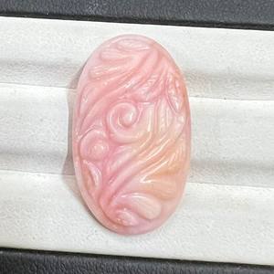 Art moghol fait à la main sculpture ovale coupe rose opale pierre précieuse effet de changement de couleur naturelle 24x20mm pour l'utilisation de bijoux en vrac - Product Image 2