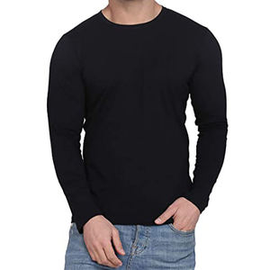 T-shirt uni à manches longues et col rond pour homme, en coton 100 % de 260 g, poids lourd, décontracté, respirant, écologique, anti-boulochage, personnalisable - Product Image 1