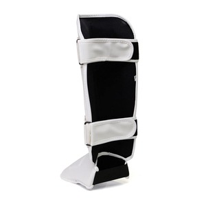 Espinilleras de piel sintética elásticas personalizadas, precio al por mayor, protector de espinilleras para kick boxing, protector de espinilla con impresión de logotipo personalizado - Product Image 3