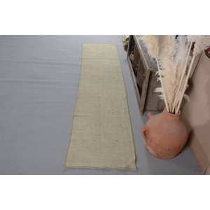 พรมตุรกีโบราณแบบทันสมัยขนเฟอร์ขนกระต่ายเทียมทรงสี่เหลี่ยมผืนผ้า2.2 x 11ft เบจแบบเย็บปะติดปะต่อกันดีไซน์แบบแฮนด์เมดสำหรับโถงทางเดินห้องยางพารา - Product Image 2