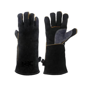 Vente en gros 2023 Gants de sécurité en cuir de vache jaune personnalisés Gants de sécurité antidérapants à double paume et options de paume rouge - Product Image 3