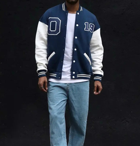 Fabricante personalizado Cheile bordado apliques parches Letterman Varsity chaquetas Stand Collar High Street al por mayor para la primavera - Product Image 6