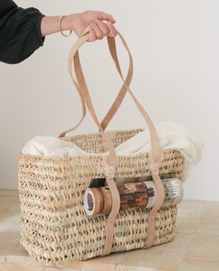 Panier en paille marocain en cuir de feuille de palmier vintage fait à la main, panier de plage de luxe pour femmes, accessoire de mode, vente en gros, style bohème - Product Image 1