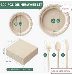 Assiettes à dîner rondes en bagasse de luxe de 9 pouces Vaisselle jetable en fibre de canne à sucre écologique pour restaurants - Product Image 5
