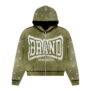 Chándal personalizado 400 Gsm con joggers holgados de lavado ácido y conjunto de Sudadera con capucha chándal de diseño de logotipo personalizado acampanado para hombres - Product Image 2