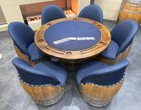 Ensemble de poker Wine Barrel avec dessus de salle à manger amovible-Table de jeu et chaise Barrel