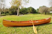 Canoë gonflable artisanal en cèdre avec coque à nervures courbées, 12 pieds, capacité 2 personnes, pagaie incluse pour la pêche en lac