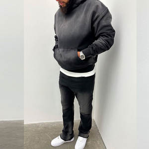 เสื้อฮู้ดมัดย้อมผ้ามีซิปขนาดใหญ่พิเศษผ้าเฟรนช์เทอร์รี่เนื้อผ้ากรดซีดจาง - Product Image 3