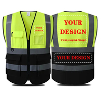 Gilet de sécurité haute visibilité noir et rouge fluorescent réfléchissant respirant à séchage rapide pour la sécurité routière et les travaux Unisexe en polyester