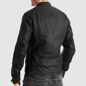 2024 vente directe d'usine haute rue Style hommes veste en cuir plaine blanc hiver moto veste avec fermeture éclair col montant - Product Image 2