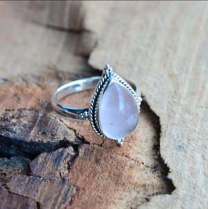 <b>Rose</b> <b>Quartz</b> Cabochon Pear 925 Solid Silver <b>Ring</b> Collet <b>Ring</b> Handmade <b>Rose</b> <b>Quartz</b> Gemstone <b>Ring</b> Jewelry - Product Image 2