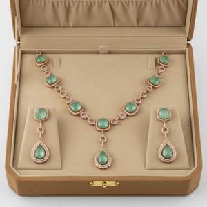 Trendy Emerald & Polki Diamond Haar <b>Necklace</b> | 925 <b>Silver</b> Pendant | Bridal Wedding Jewelry | Statement Indian <b>Necklace</b> - Product Image 4