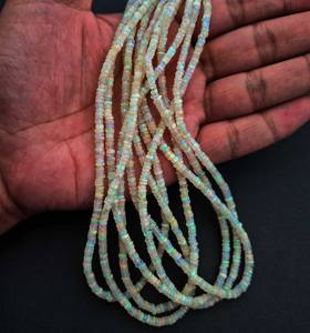 Cuentas lisas Rondell de piedras preciosas de ópalo etíope de calidad AA Natural 3-4 MM 16 pulgadas 24 CT - Product Image 6