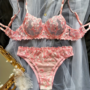 Lingerie Floreale Sexy, Intimo Trasparente di Lusso <span class=keywords><strong>con</strong></span> Ricami, Set Intimo Sissy, Completo Sexy <span class=keywords><strong>con</strong></span> <span class=keywords><strong>Reggiseno</strong></span> e Mutandine - Product Image 3