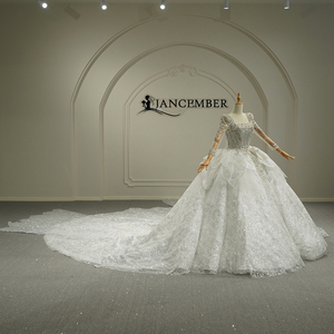 Jancember GT26026 Vestido de Novia con Cuello Cuadrado, Perlas y Cola Larga - Product Image 2