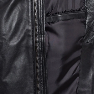 Veste de moto en cuir véritable gaufré pour homme, col montant, respirante, vente en gros - Product Image 5