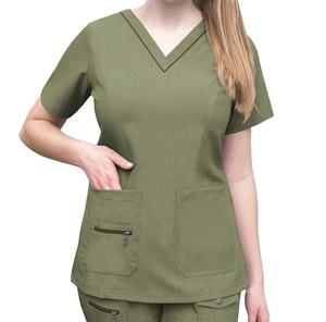 Haut de gommage mince pour femmes col en v surélevé nouvelle infirmière pharmacie hôpital uniforme variété couleurs 3XL unisexe médecin vêtements de travail - Product Image 1