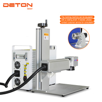 Marqueur laser à fibre portable DETON JPT 110*110mm, outil de gravure sur métal, lumière rouge, axe rotatif en option