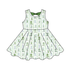 Preorder Little Baby Girls Sleeveless Back Bow Western <strong>Rodeo</strong> Twirl Floral Summer Children Soft Stretchy Knee Length <strong>Dresses</strong> - Product Image 5