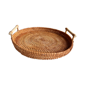 <b>White</b> Rattan <b>Round</b> Tray Color Customize Vintage Home Decor 1 Made Vietnam Cenvinex RT01 Customized Packaging OEM Available - Product Image 4