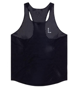 Vente en gros de vêtements de sport d'été à séchage rapide sérigraphie personnalisée avec logo, col en U ample, débardeur en polyester de style ajusté pour hommes - Product Image 3
