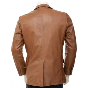 Blazer de cuero a la moda para hombre hecho a medida Blazer de cuero a la moda para hombre Blazer de cuero ajuste informal de alta calidad producto de Venta caliente - Product Image 2