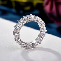 Anillo de Boda de Moissanita con Corte Marquesa de 2x3mm, Apilable, de Plata Esterlina 925