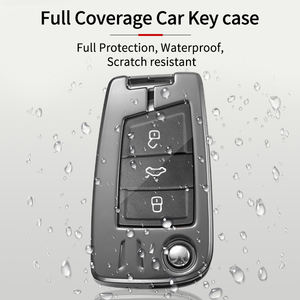 جراب غطاء مفتاح السيارة عن بعد من سبائك الزنك والجلد لـ Skoda Kodiaq Superb A7 وVolkswagen Passat B8 وMagotan الذكية بدون مفاتيح - Product Image 5