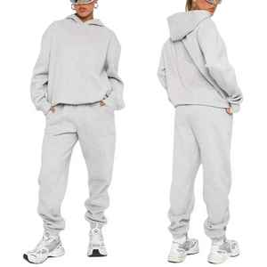 Ensemble de survêtement streetwear personnalisé avec logo, sweat-shirt et pantalon en coton pour femme, jogging deux pièces pour femme, 2026 - Product Image 2