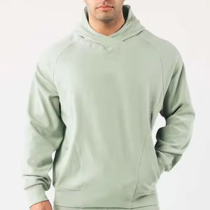 Sudaderas gruesas lisas de alta calidad con logotipo personalizado, sudaderas con capucha sin cordón de algodón francés Terry Drop Shoulders Regular Fit Basics Pullover Hoodies - Product Image 6