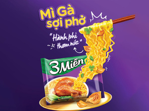 Fideos Instantáneos 3Mien Sabor Pollo Estilo Pho, Paquete de 65g, Hecho en Vietnam, Serie Gold - Product Image 3