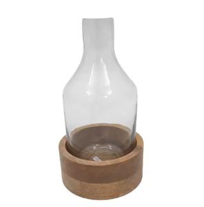 Florero de madera decorativo para el hogar de color rojo elegante, acabado pulido rojo de madera de mango para decoración del hogar - Product Image 5