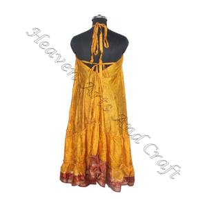 SD002 femmes été Boho Hippie Vintage soie licou robe recyclé Saree longue robe de soirée pour les filles - Product Image 4