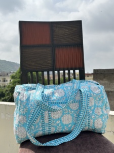 Bolsa de viaje acolchada de algodón de talla grande personalizada al por mayor bolsa de gimnasio de lona hecha a mano cierre de cremallera multiusos - Product Image 3