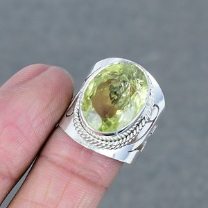 Anillo de piedras preciosas facetadas de Latón chapado en plata 925 de cuarzo Limón, piedra natal de noviembre, joyería hecha a mano, anillo Simple, regalo para ella - Product Image 3