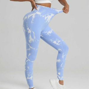 Pantalones de Yoga de Spandex de cintura media para mujer, mallas de entrenamiento de cintura alta para gimnasio y correr con efecto de levantamiento de glúteos, estilo Tie Dye - Product Image 4