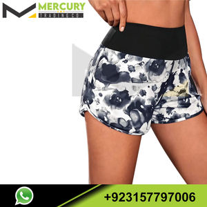 Taille haute contrôle du ventre cravate teinture extensible Shorts de sport femmes basique Fitness entraînement vêtements de sport haute qualité tissu Logo - Product Image 6