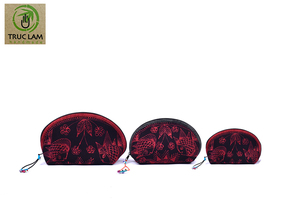High Quality Wholesale Best Price Eco-Friendly Women Size L Wax Fabric Clam <b>Purse</b> with Thick Hand-Printed Hemp from Vietnam - Product Image 6