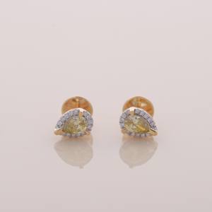 0.64 Carat Yellow Pear Diamond Halo Stud <b>Earrings</b> 0.14 Carat Diamonds <b>Solid</b> 925 Sterling <b>Silver</b> IGI Certified Anniversary Gift - Product Image 6