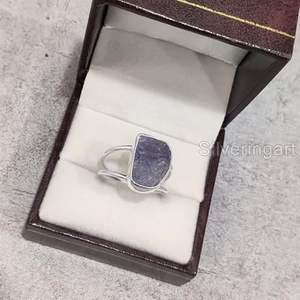 Bague pour femme en argent sterling 925, pierre précieuse tanzanite naturelle, pierre de naissance de décembre, double bande, bijoux faits à la main, Noël - Product Image 5