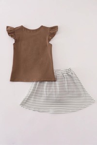 ชุดกระโปรงปักลายเทพเจ้าสีน้ำตาลน่ารักของประเทศชุดสองชิ้นที่ได้แรงบันดาลใจจากตะวันตกของเด็กผู้หญิงชุดมีระบายเสื้อจับคู่ฤดูร้อน - Product Image 4