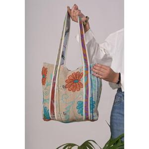 Bolso bohemio hecho a mano de Kantha, bolso de compras de algodón bordado a mano indio para mujer, bolso único - Product Image 2